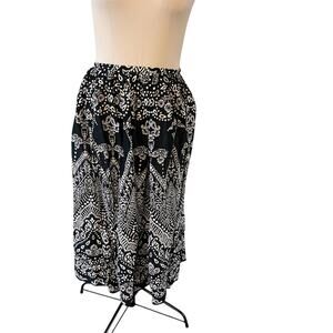 Y2K Plus Size Black White Floral Maxi Skirt Wmns 18W Whimsygoth Grunge